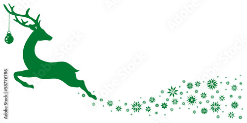 Reindeer Christmas Ball Stars Green