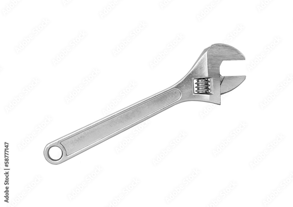 Adjustable wrench isolated on white