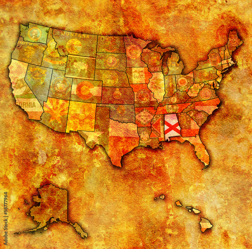 Naklejka premium alabama on map of usa