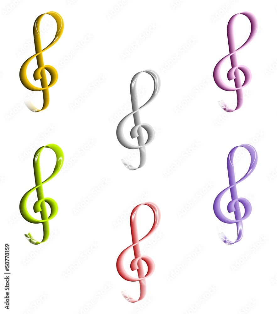 treble clef - six colour variation Stock Illustration