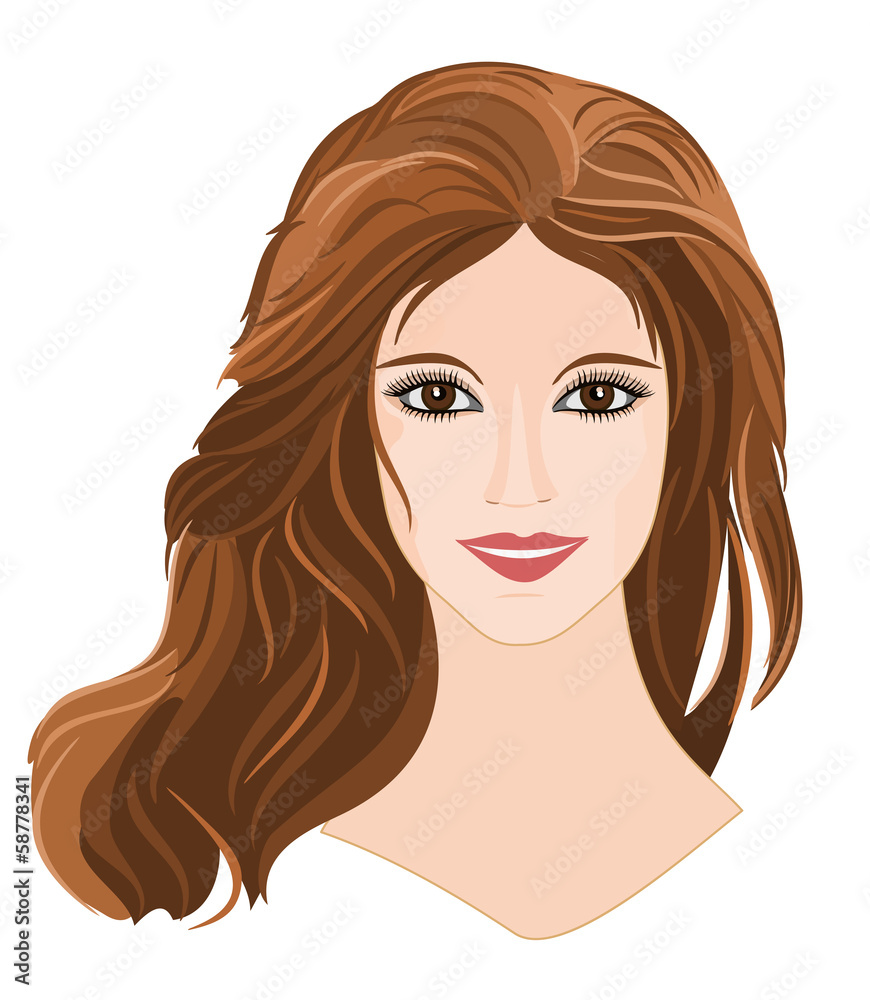 Girl with long brown hair with brown eyes portrait