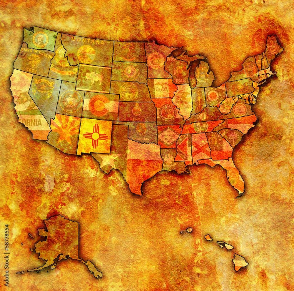 Naklejka premium new mexico on map of usa