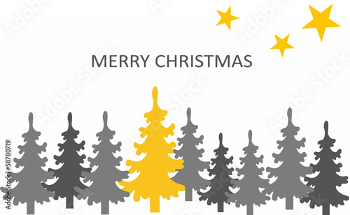 Weihnachtskarte Tannenbäume mit Sternen Merry Christmas