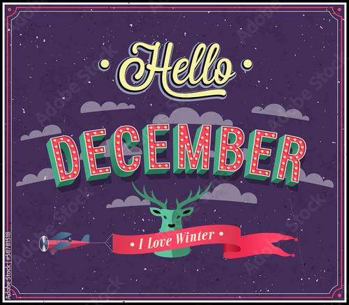 Hello december typographic design.