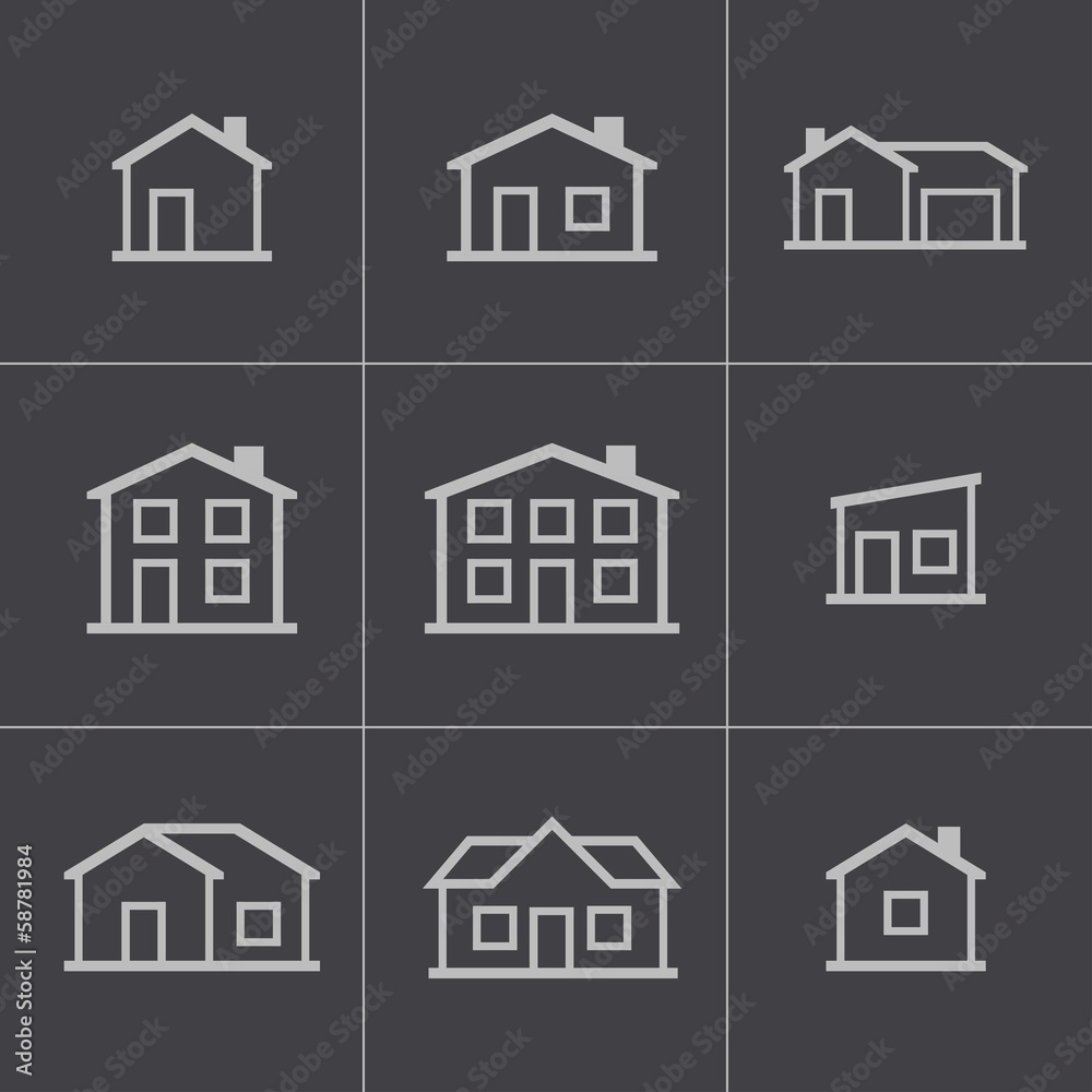 Vector black houses icons set