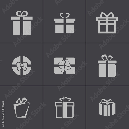 Vector black gift icons set