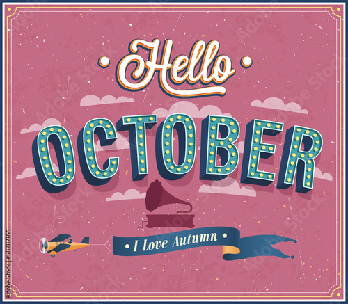 Hello october typographic design.