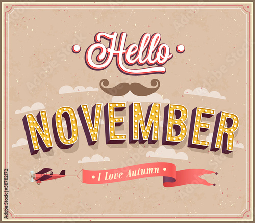 Hello november typographic design.