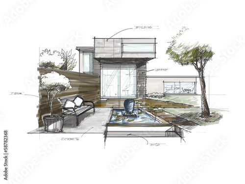 Fotografija Sketching of Garden decorate at home