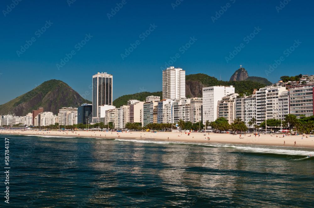 Panoramic view of Copacabana beach in Rio de Janeiro, Brazil