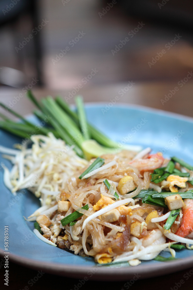 Thai food padthai fried noodle with shrimp