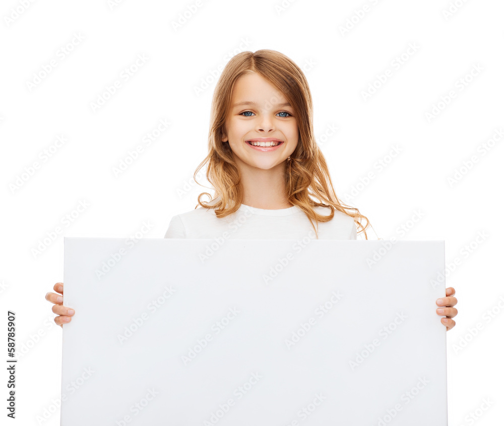 smiling little girl with blank white board smiling little girl with blank white board