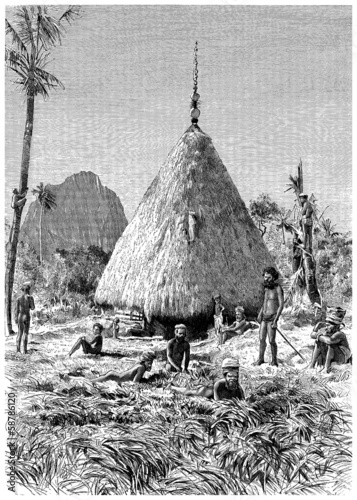 Quadro em tela Traditional Kanak Chief's Home - 19th century