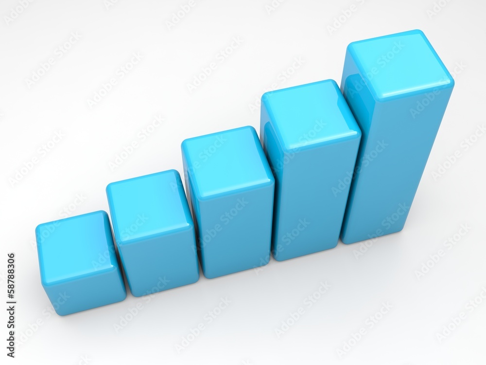 Simple business graph - blue height chart Simple business graph - blue height chart