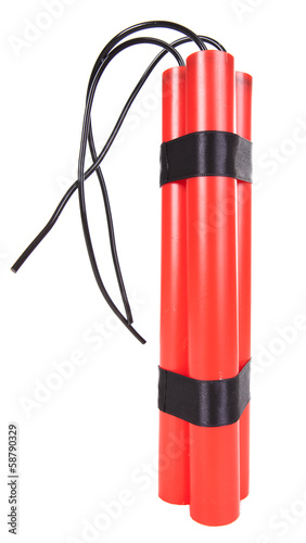 Obraz na płótnie Triple dynamite isolated on white background