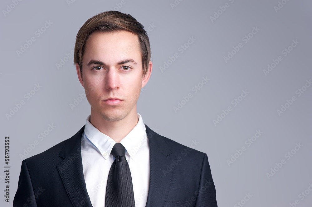 Close up portrait of a serious business man face Close up portrait of a serious business man face