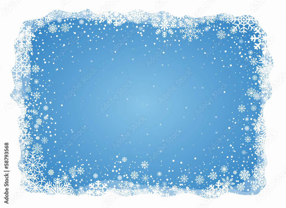Vector frosty snowflakes background - obrazy, fototapety, plakaty 
