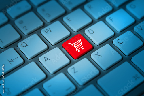 Online shopping concept, shopping cart symbol
