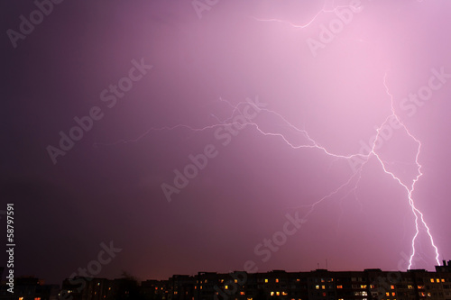 lightning over big city
