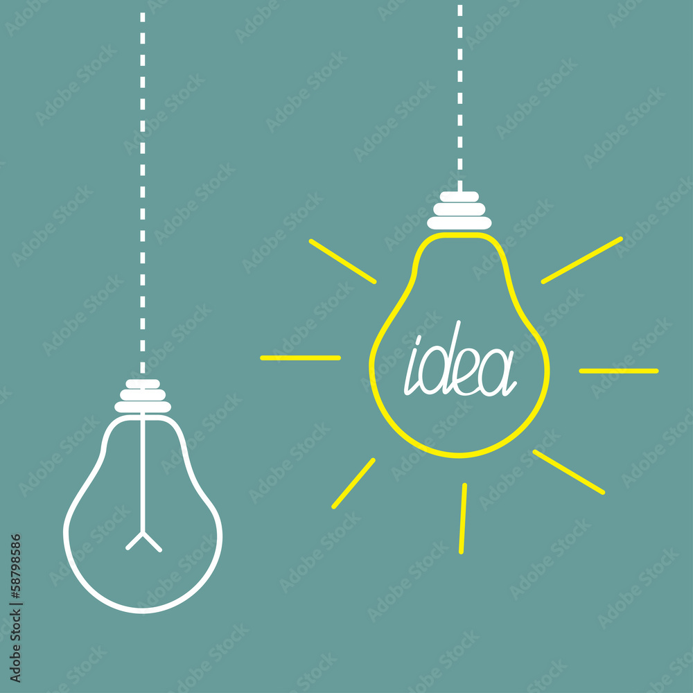 Two hanging light bulbs. Idea concept. Two hanging light bulbs. Idea concept.