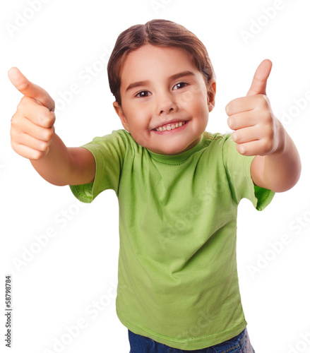 baby girl emotions raised her thumbs up smiling symbol indicates