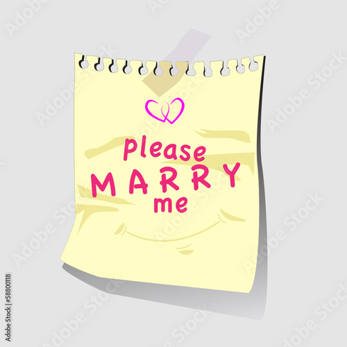 wording Please marry me on paper note
