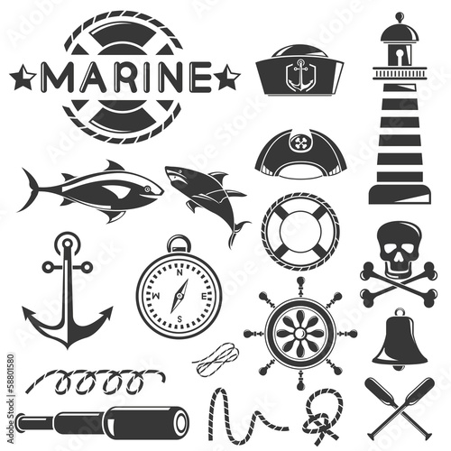 marine icons set, sea icons