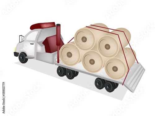 A Tractor Trailer Flatbed Loading Giant Paper Mills