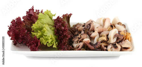 Healthy Seafood Salad with shrimps,octopus and mussels,squids