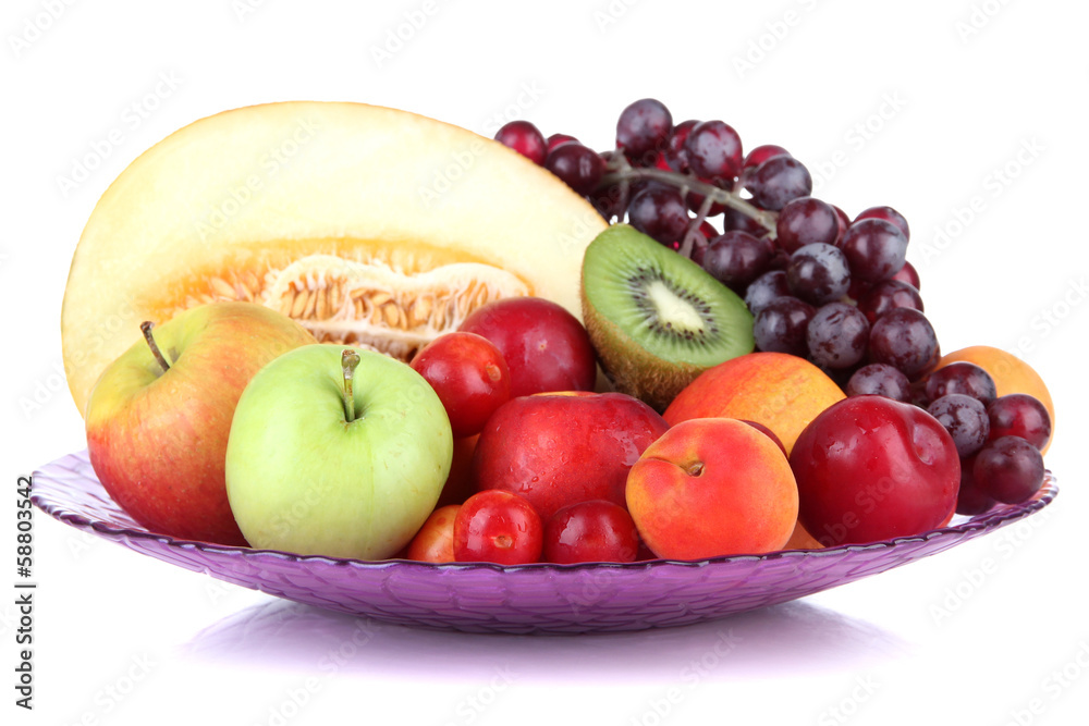 Assortment of juicy fruits isolated on white Assortment of juicy fruits isolated on white