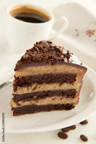 Chocolate cake (brownie) with chestnut cream.