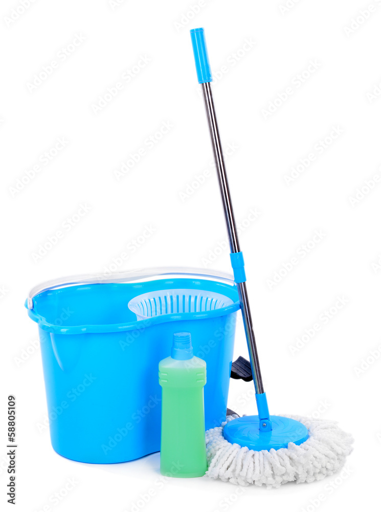 Different tools for cleaning floor in room Different tools for cleaning floor in room