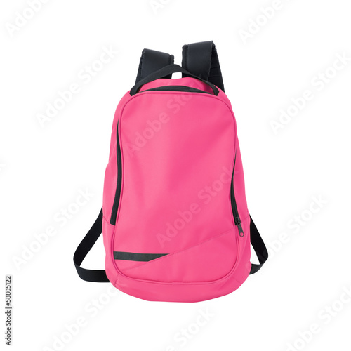 Pink backpack isolated with path