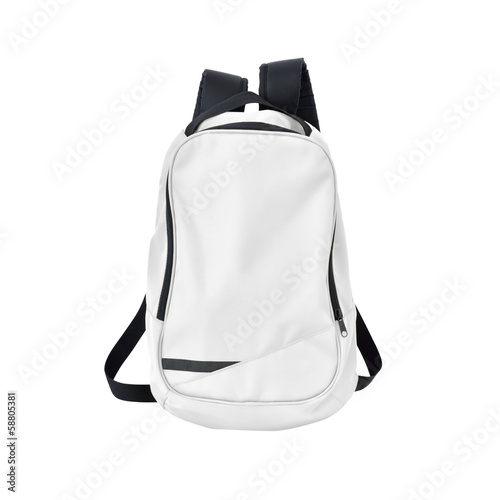 White backpack isolated with path photo