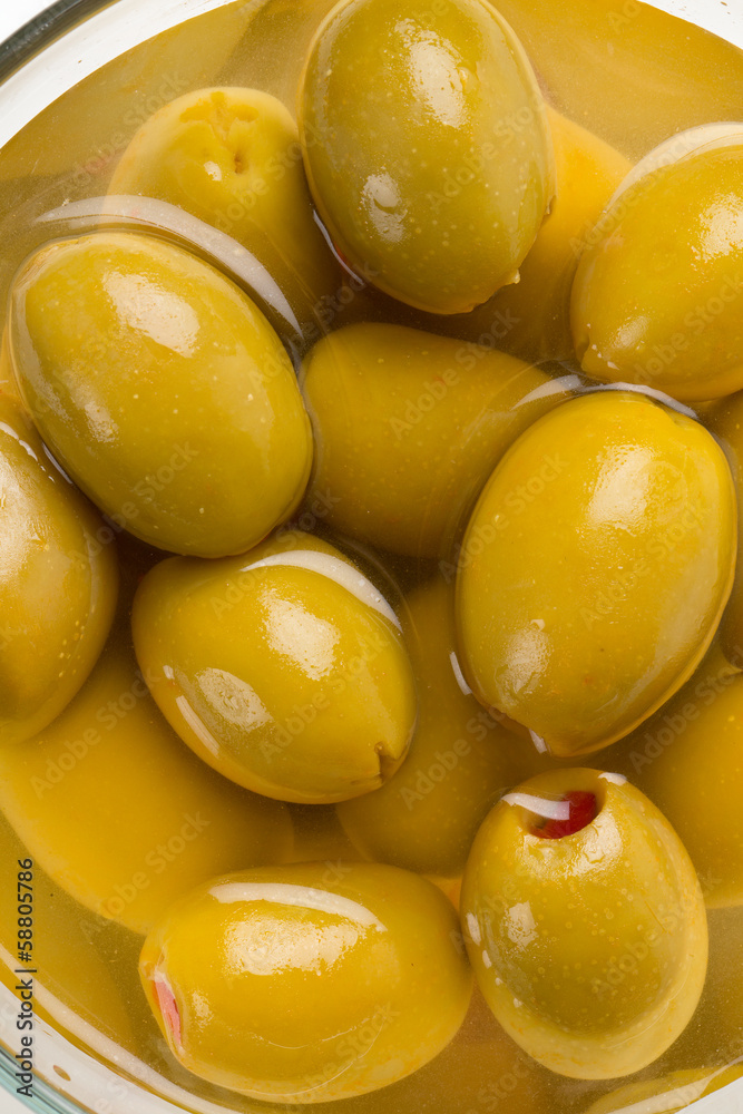 Green olives stuffed with red paprika Green olives stuffed with red paprika