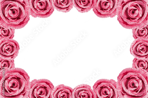 Fototapeta Naklejka Na Ścianę i Meble -  Artificial pink rose frame for your picture.
