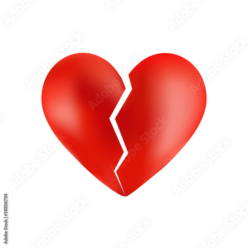 Broken heart isolated on white