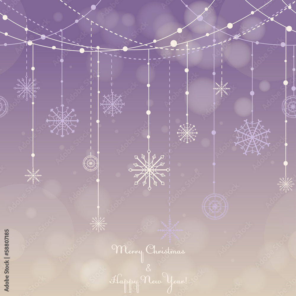 Christmas background with snowflakes on a string. Christmas background with snowflakes on a string.