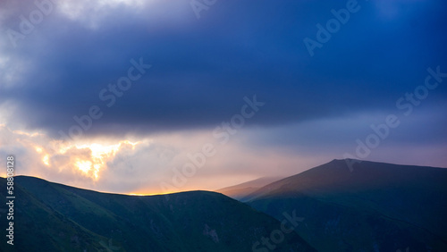 beautiful sunset in the mountains © standret