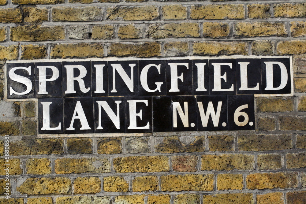 Springfield Lane NW6 street sign a famous London Address Springfield Lane NW6 street sign a famous London Address