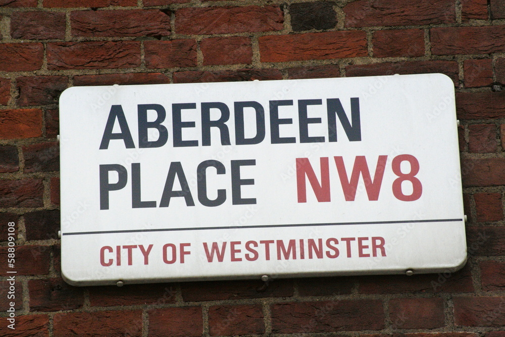 Aberdeen Place street sign a famous London Address
