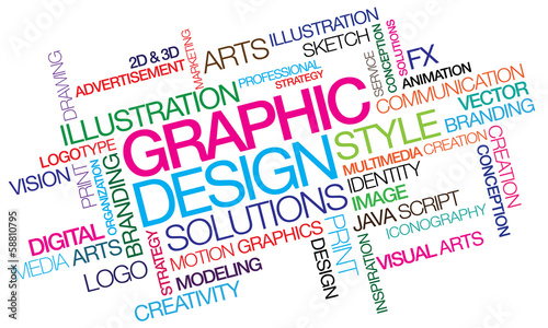 Graphic design colored word tag cloud template illustration