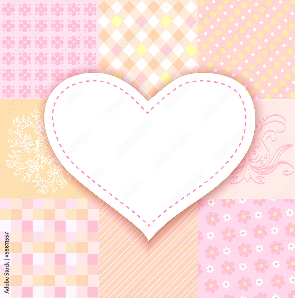 white heart. romantic background patchwork