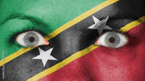 Close up of eyes with flag