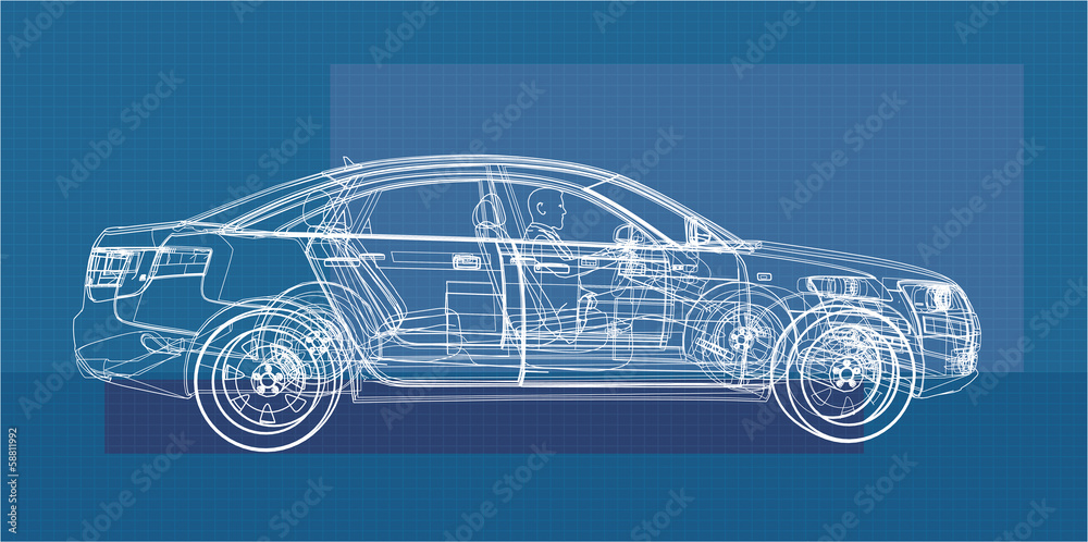 Naklejka premium car blueprint