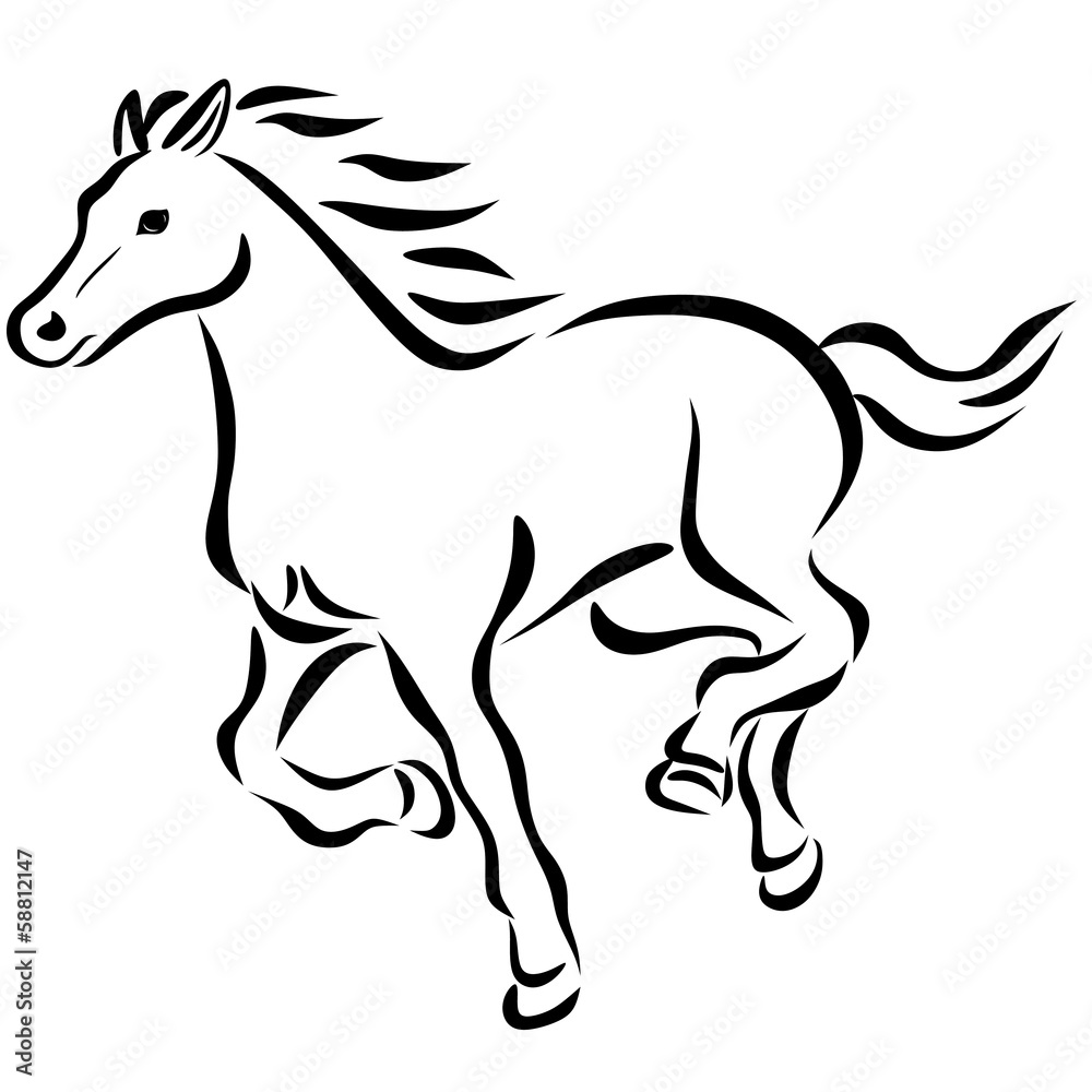 Fototapeta premium 線画走り馬