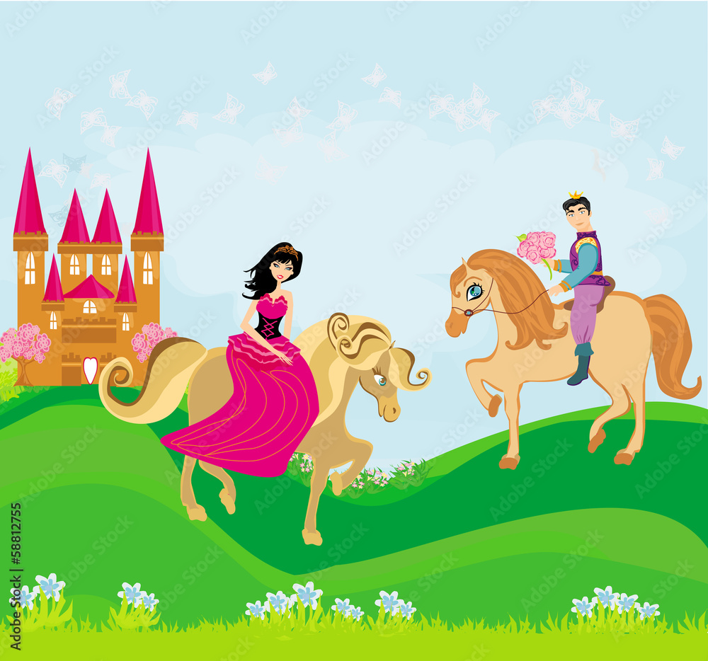 prince and princess on their horses prince and princess on their horses