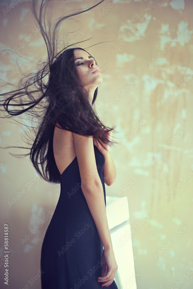 Sensual beautiful young woman with developing hair Sensual beautiful young woman with developing hair