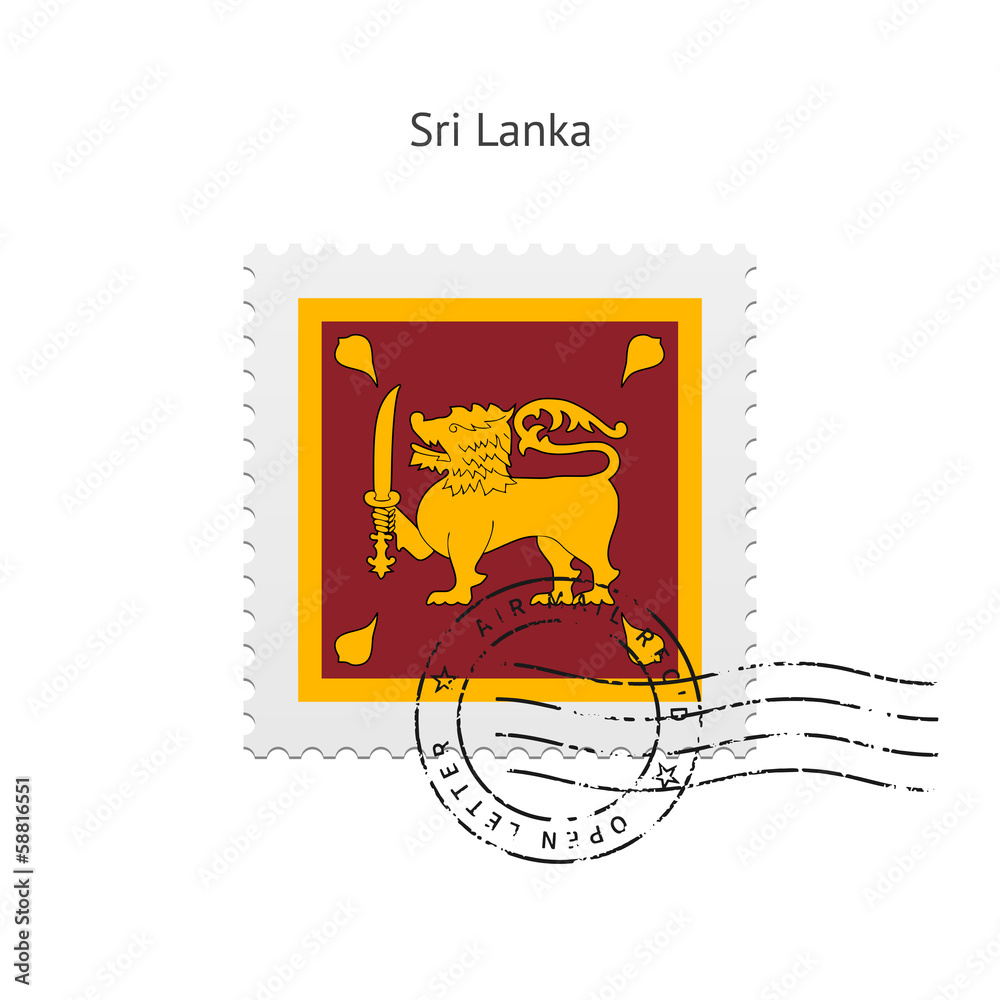 Fototapeta premium Sri Lanka Flag Postage Stamp.