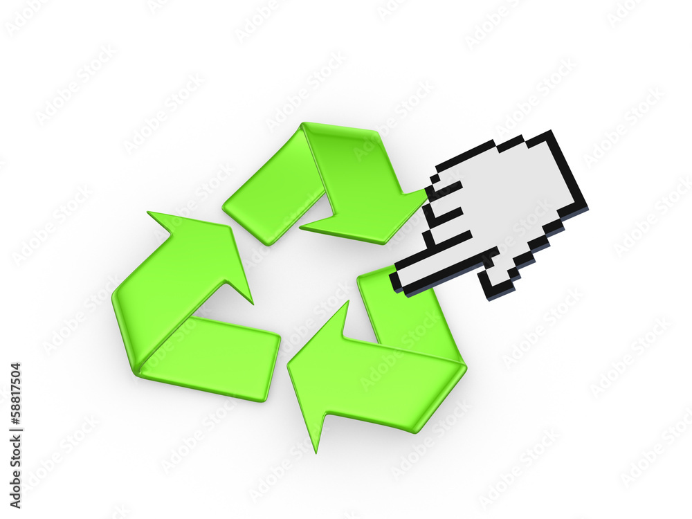 Fototapeta premium Symbol of recycle and cursor.